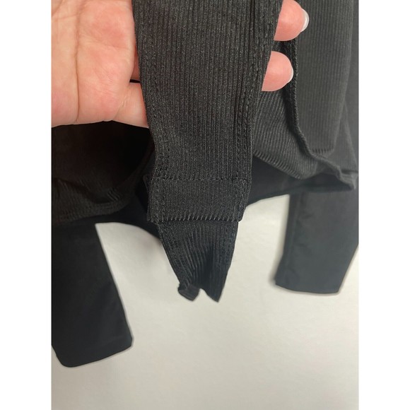 ASTR The Label Medium Rib Multi Back Cutout Bodysuit In Black Long Puff Sleeve - Picture 12 of 16